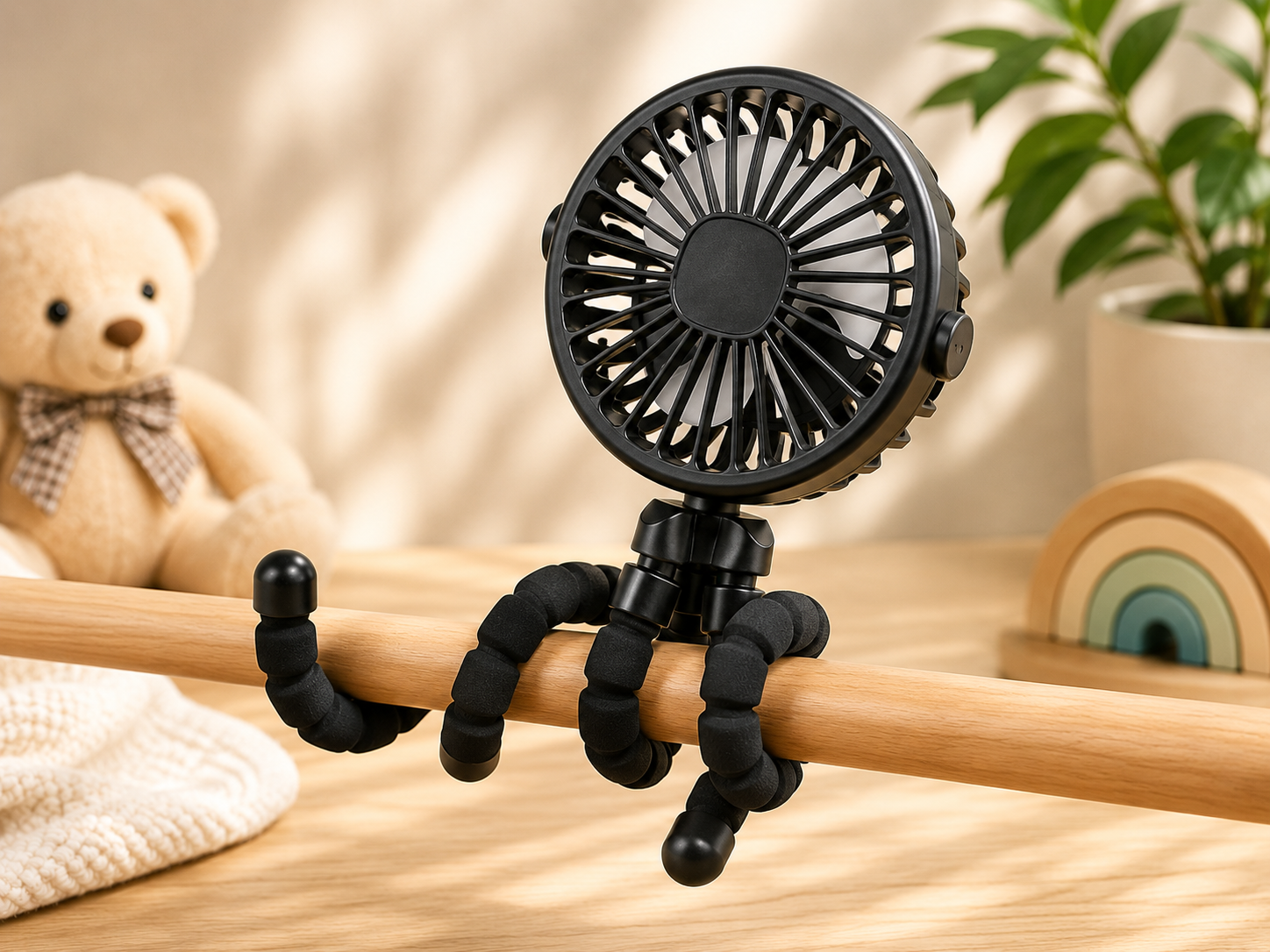 Ventilatore per Passeggino USB – Freschezza Sicura per il tuo Bebè 🌿